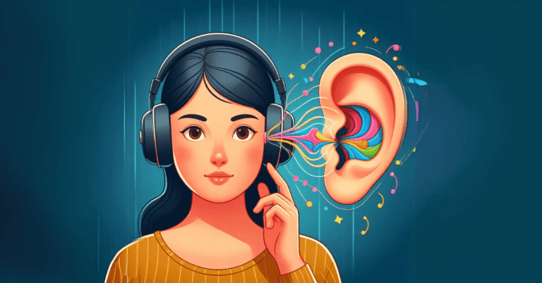 generate an ultra realistic image that must depect ''Can you use headphones with a clogged ear''